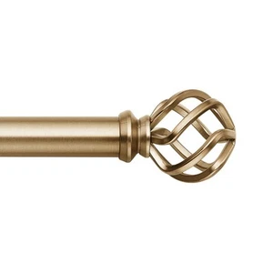 Premium Collection 1 1/8" Diameter Curtain Rod Set with Round Birdcage Curtai... - Picture 1 of 7