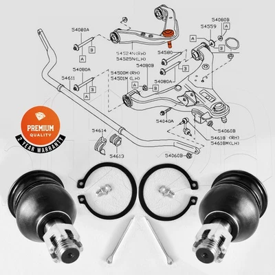 FRONT UPPER WISHBONE ARM BALL JOINT FOR NISSAN PATHFINDER R51 NAVARA D40 2004- - Image 1 of 4