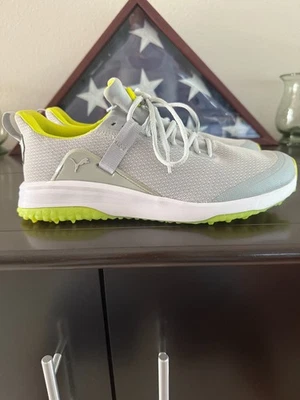 PUMA Men’s Fusion EVO Spikeless Golf Shoes # 193850 Grey/Yellow, Size 10.5 - Image 1 of 4