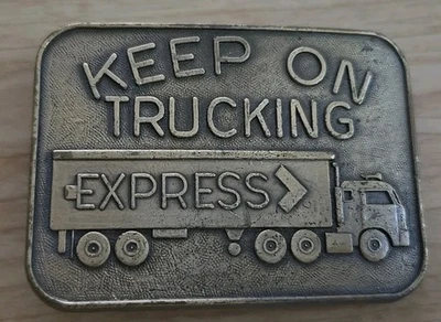 ВИНТАЖ 1970-х ** ПРОДОЛЖАЙТЕ ГРУЗОПЕРЕВОЗКИ EXPRESS ** ГРУЗОВИК ВОДИТЕЛЬ ПРЯЖКА РЕМНЯ - Изображение 1 из 2