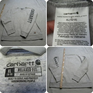 Carhartt Sweatshirt Youth XL Gray Crew Neck Sleeve Logo Graphic Relaxed Pullover - Picture 1 of 12