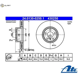 2x BRAKE DISC 24.0130-0250.1 FOR BMW X4/SUV/F26 N55B30A 3.0L 6cyl X4 SUV F26 - Picture 1 of 10