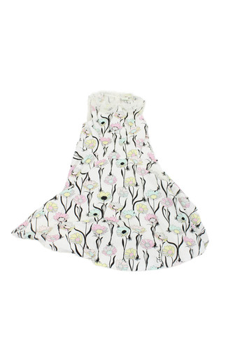 Abito Fendi bambina 2 pezzi a strati floreale senza maniche linea A con volant bianco taglia 6