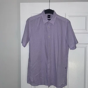 Hugo Boss Shirt Men’s Small Slim Fit Short Sleeve Linen  Logo - Picture 1 of 4