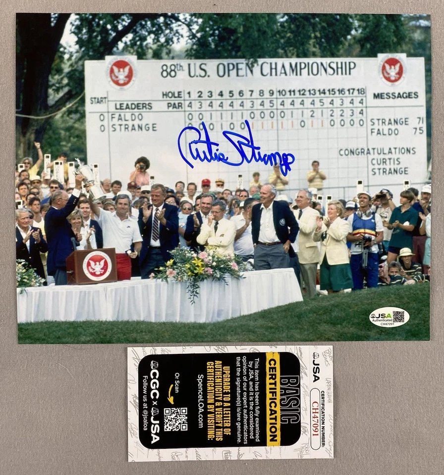 1988 US OPEN CHAMPIONS- CURTIS STRANGE AUTÓGRAFO 8x10 FOTO DA VITÓRIA JSA CH47091 - Imagem 1 de 1