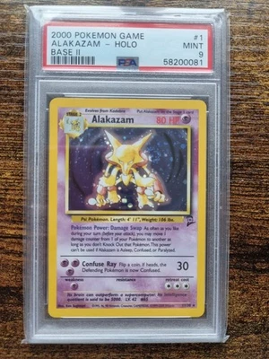 PSA 9 2000 Pokemon TCG Alakazam Base Set 2 Holo Rare Card 1/130 - Image 1 of 2