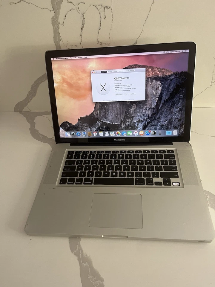Apple Macbook Pro 15” (core 2 Duo, 4gb Ram, 250gb Hdd)- macOS - Missing a Keycap - Image 1 of 4
