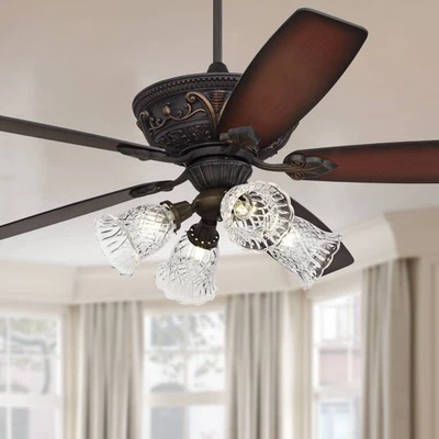 60" Casa Montego™ Bronze Clear Glass Teak LED Ceiling Fan - Image 1 of 4