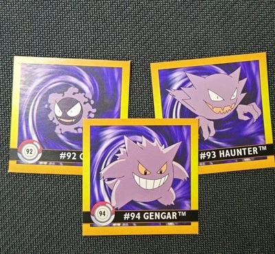 Gengar 94 Haunter 93 Gastly 92 Pokemon Artbox 1999 Vintage Stickers Series 1 NM - Image 1 of 3