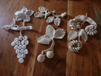 Lot de 5 pièces déco différents motifs  au crochet beige  ( ref 35 ) - Photo 1/4