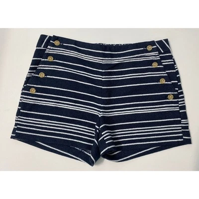 Women's Banana Republic Shorts Nautical Stripe Size 2 Soft Cotton/Poly EUC — 第 1/4 张图片
