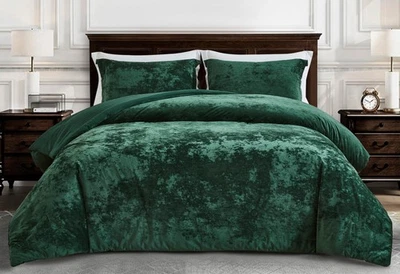 Chezmoi Collection Lux Distressed Velvet 3-Piece Lush Plush Velvet Comforter Set - Image 1 of 4