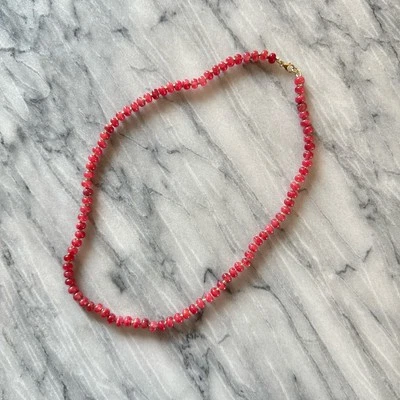 NUEVO Sandía Jade Anudado a Mano con Cuentas de Seda Verde Relleno Dorado 19.5” Foto 1 de 4