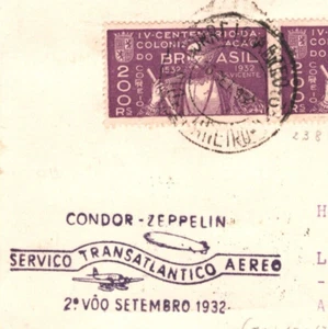 BRAZIL CONDOR-ZEPPELIN Air Mail Rio de Janeiro GERMANY Lorch 1932 Card KA395 - Picture 1 of 14