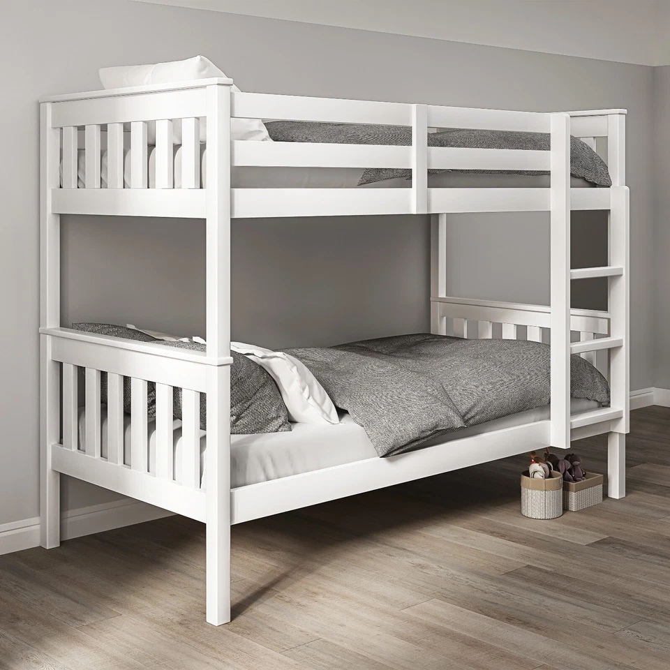 3FT Single Pine Wood Kids Bunk Bed with Mattress Double Bunk Bed Frame - Image 1 of 1