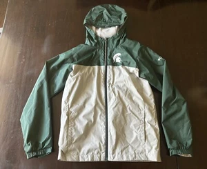 EUC Michigan State Spartans Jacket Youth L 14-16 Green Columbia Rain Windbreaker - Picture 1 of 10