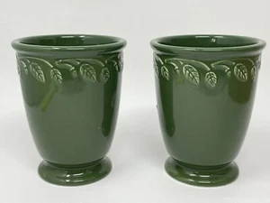 Jarrón pequeño Longaberger cerámica en casa jardín con patas juego de 2 piezas verde #31309 - Imagen 1 de 6