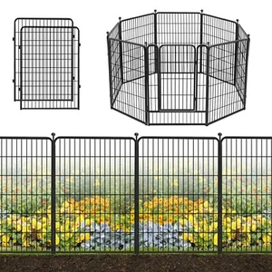 SQIREP 40"H 8Panels Decorative Garden Metal Fence Animal Barrier No Dig Fencing - Picture 1 of 7