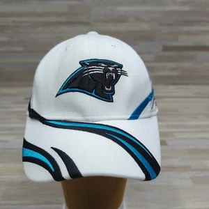 Carolina Panthers White W/ Blue Swirl Logo Flex Fitted Hat Reebok NFL - Picture 1 of 7