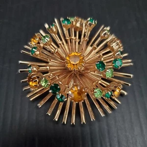 Moderne Uranglas Goldton Starburst Feuerwerk Brosche - 2 1/2 Zoll - Bild 1 von 9