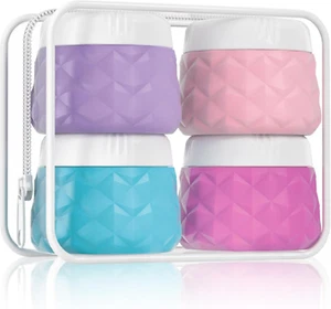 Porta Creme Da Viaggio, 4 Pezzi 30 Ml Contenitori Creme Da Viaggio, Silicone Con - Foto 1 di 12