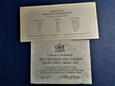 1973 Franklin Mint Trinidad & Tobago 8 coin proof set. - Image 1 of 4