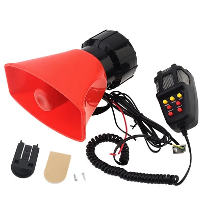 Wired Car Alarm Sound 7 Tone Horn 12V 100W Siren Horn with Mic PA Speaker System - Image 1 of 4