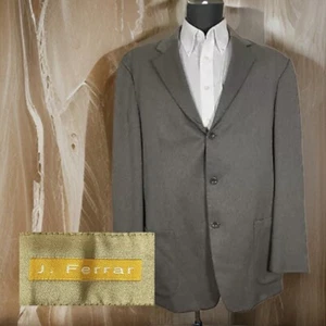 J Ferrar Blazer Jacket Mens 46L Gray Solid Three Button - Picture 1 of 10