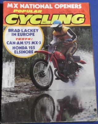POPULAR CYCLING MAGAZINE-AUG 1977-CR125M-BRAD LACKEY-HANGTOWN-CAN AM 175-VINTAGE - Image 1 of 4