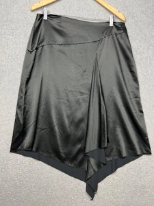 Vintage CITY DKNY Womens Satin Midi Skirt Size 12 Black Y2k 90s Gothic Simple - Picture 1 of 9