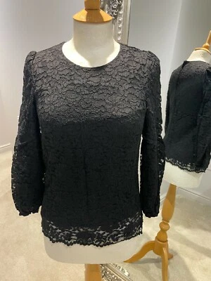 Блузка кружевная Iconic Dolce & Gabbana Staff черная X маленькая I 36 Великобритания 6 с длинным рукавом  - Изображение 1 из 4