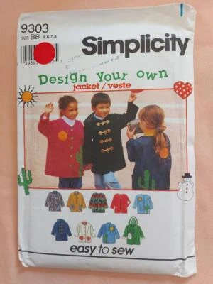 Simplicity 9303 Child's Design Your Own Jacket Pattern Size 5-6-7-8 - Image 1 of 2