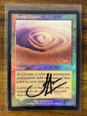 MTG✨Artist Signed METEOR CRATER FOIL✨Planeshift LP RARE Land 2001 John Avon Art - Image 1 of 2