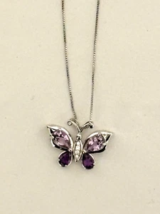 Sterlingsilber Schmetterling Anhänger mit Amethyst & CDs - Bild 1 von 7