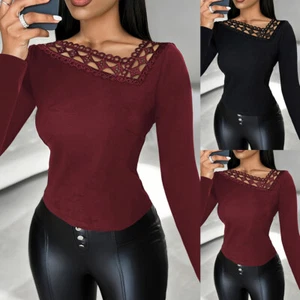 Sexy Slim Women Hollow Tops Shirt Blouse Ladies Long Sleeve Party Club Pullover - Picture 1 of 23