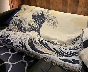 Traditional Japanese Ukiyoe Kanagawa Wave Sofa Decorative Blanket Throw Rug