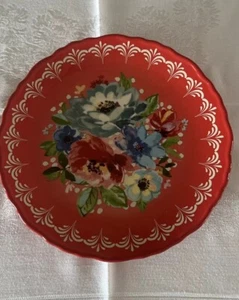 Set Of 4 Pioneer Woman 8.5" Dessert Salad Plates Melody Floral Print Flowers Red - Picture 1 of 5