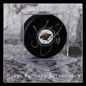 GFA Minnesota Wild * JORDAN SCHROEDER * Signed NHL Wild Logo Puck J2 COA - Picture 1 of 1