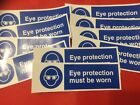 NEW PACK OF 10 EYE PROTECTION MUST BE WORN 150x50mm VINYL/STICKERS MP281-L15-V  