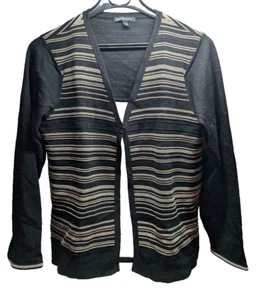 Vintage Vest, Kasper Knits, Black with beige stripes, Classic, size XL, preowned - Picture 1 of 12