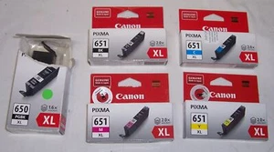 5 x Canon 650XL,651XL black,cyan,mag,yl cartridges - iP7260,MG5460,MG6360,MG5560 - Bild 1 von 1