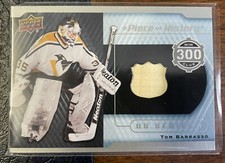 2015-16 Upper Deck A Piece of History Tom Barrasso Stick 300 Win Club