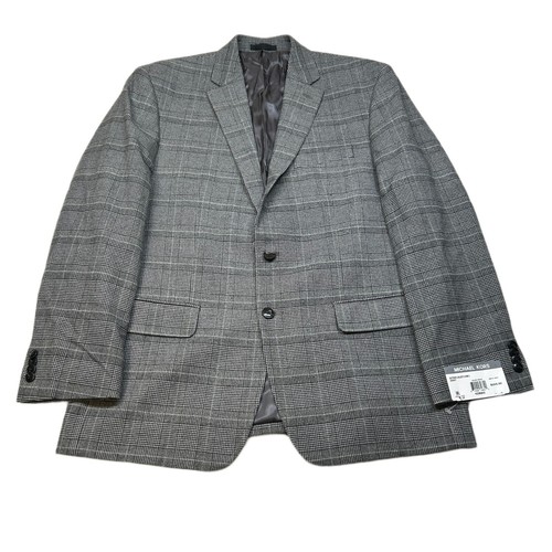 Cappotto sportivo Michael Kors Kent uomo 42R 42 nero bianco quadri elasticizzato classico $295