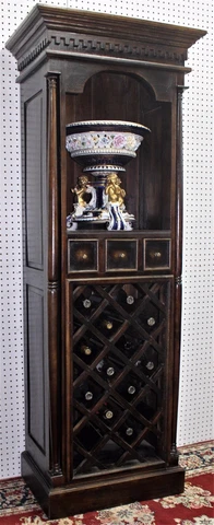 Antique Style Country French Solid Wood Liquor Wine Cabinet 3 Drawer Wine Rack Cover