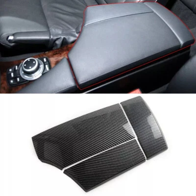 Carbon Fiber Center Console Armrest Box Panel Cover Fit BMW 5 Series M5 E60 E61 - Image 1 of 4