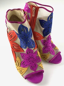 Jessica Simpson BLITHS Pascal SIZE 10M Stiletto Peep Toe Booties Embroidery Mesh - Picture 1 of 13