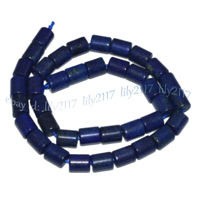 Natural Blue Lapis Lazuli Tube Barrel Column Gemstone Loose Beads 15'' Strand - Image 1 of 4