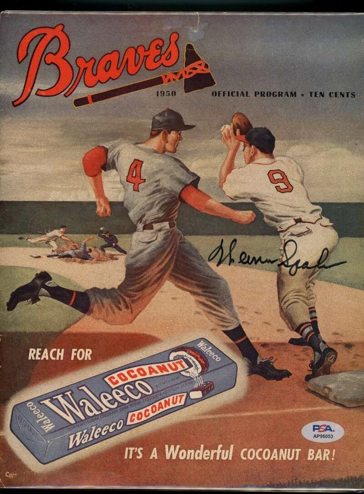 Warren Spahn PSA DNA Signed  1950 Braves Program Autograph - Image 1 of 1