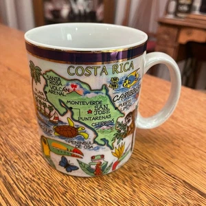 Costa Rica Karte mit lokalen Reisezielen Motto Souvenir Kaffeetasse Becher - Bild 1 von 5
