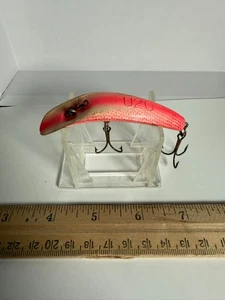 Vintage Helin Plattfisch U20 weiß rosa Schuppenmuster Angelköder - Bild 1 von 3